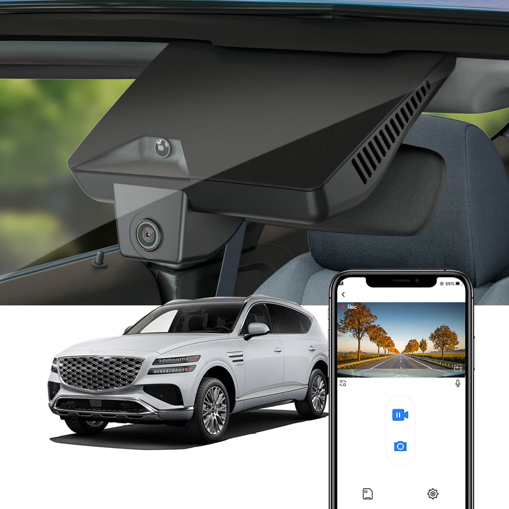 Fitcamx 4K Dash Cam for Genesis GV80 2025 2026, OEM Integrated Car DVR Camera, 2160P UHD Driving Recorder with Night Vision