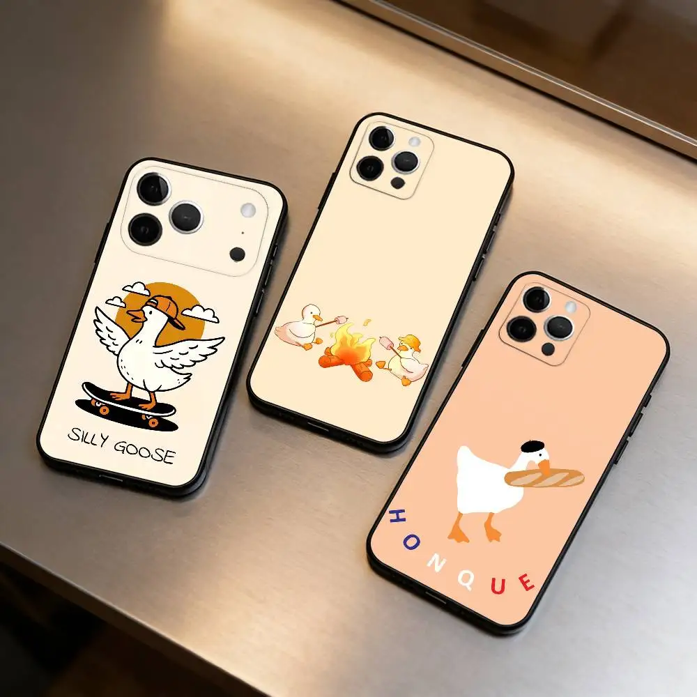 

G-Goose G-Goose Duck Phone Case For iPhone 17,16,15,14,13,12,11 Plus,Pro Max,Soft Silicone Black Cover