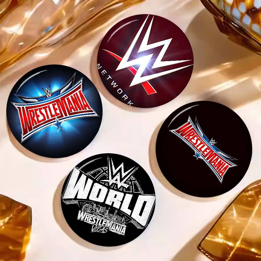 Pin Redondo Divertido Hecho a Mano con Logotipo de W-WWE W-WrestleMania de 32/44/58mm, Broches a Presión para Accesorios de Ropa, Insignia, Decoración de Sombreros