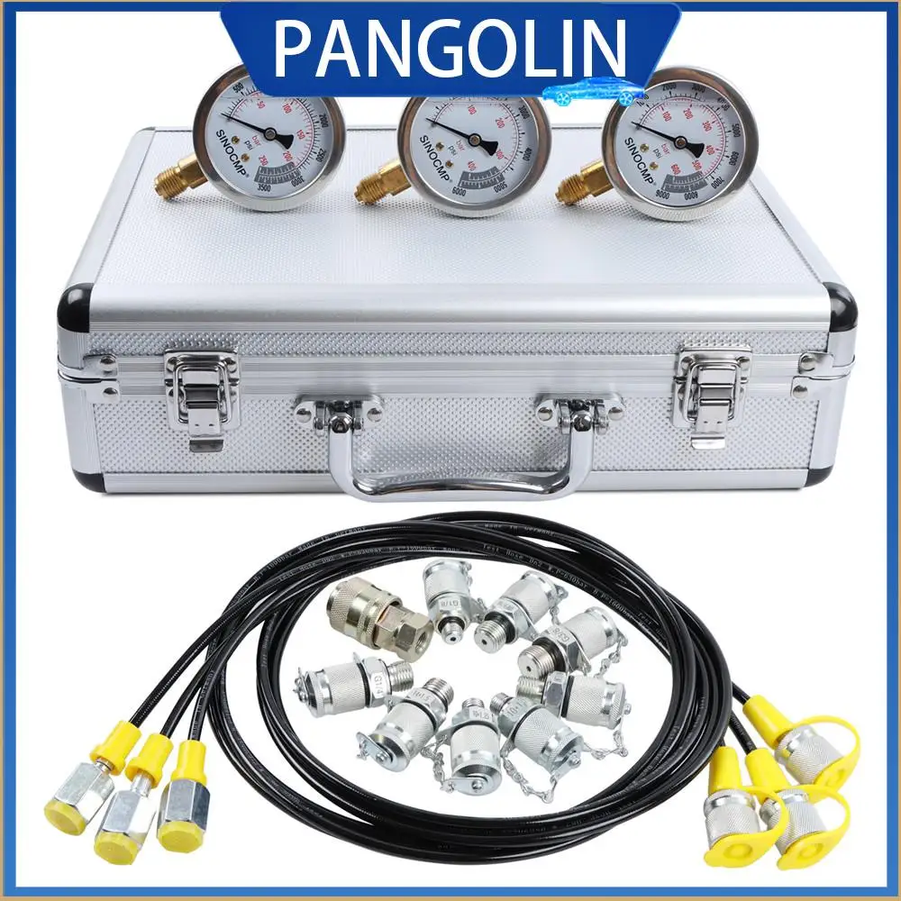 

Комплект гидравлического испытательного манометра высокого давления PANGOLIN для диагностики экскаваторов и обслуживания систем с несколькими резьбовыми адаптерами