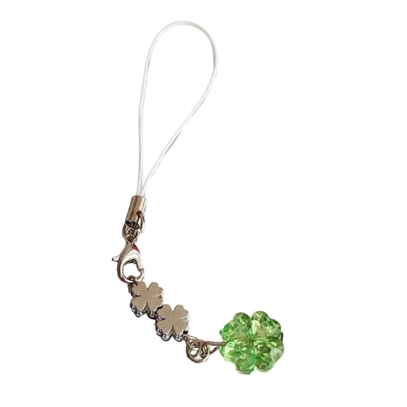 Fashionable Four Leaf Clovers Phone Lanyard Sturdy Phone Charm Compact Phone Pendant in Green Gift for All Ages