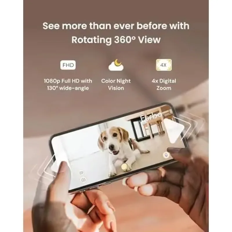 360° Dog Camera + Power Adapter: Pet Cam w/Barking Alerts, Rotating View, Treat Toss w/Phone App, Puppy Monitoring, 2-Way