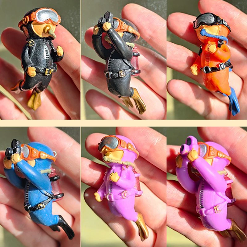 Kawaii resina Frogman ornamenti per acquari interessante decorazione galleggiante simulato Mini Diver Fish Tank accessori per acquari