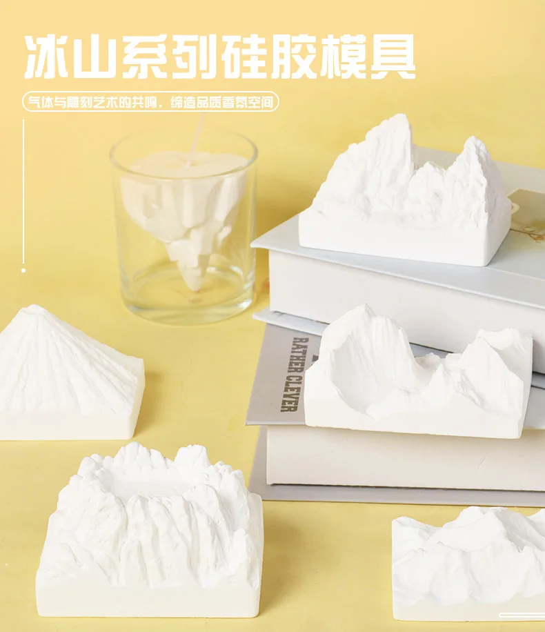 Snow Mountain Silicone Candle Mold for DIY Ice Cube Aromatherapy Candle Plaster Ornaments Handicrafts Ice Tray Mold Hand Gift