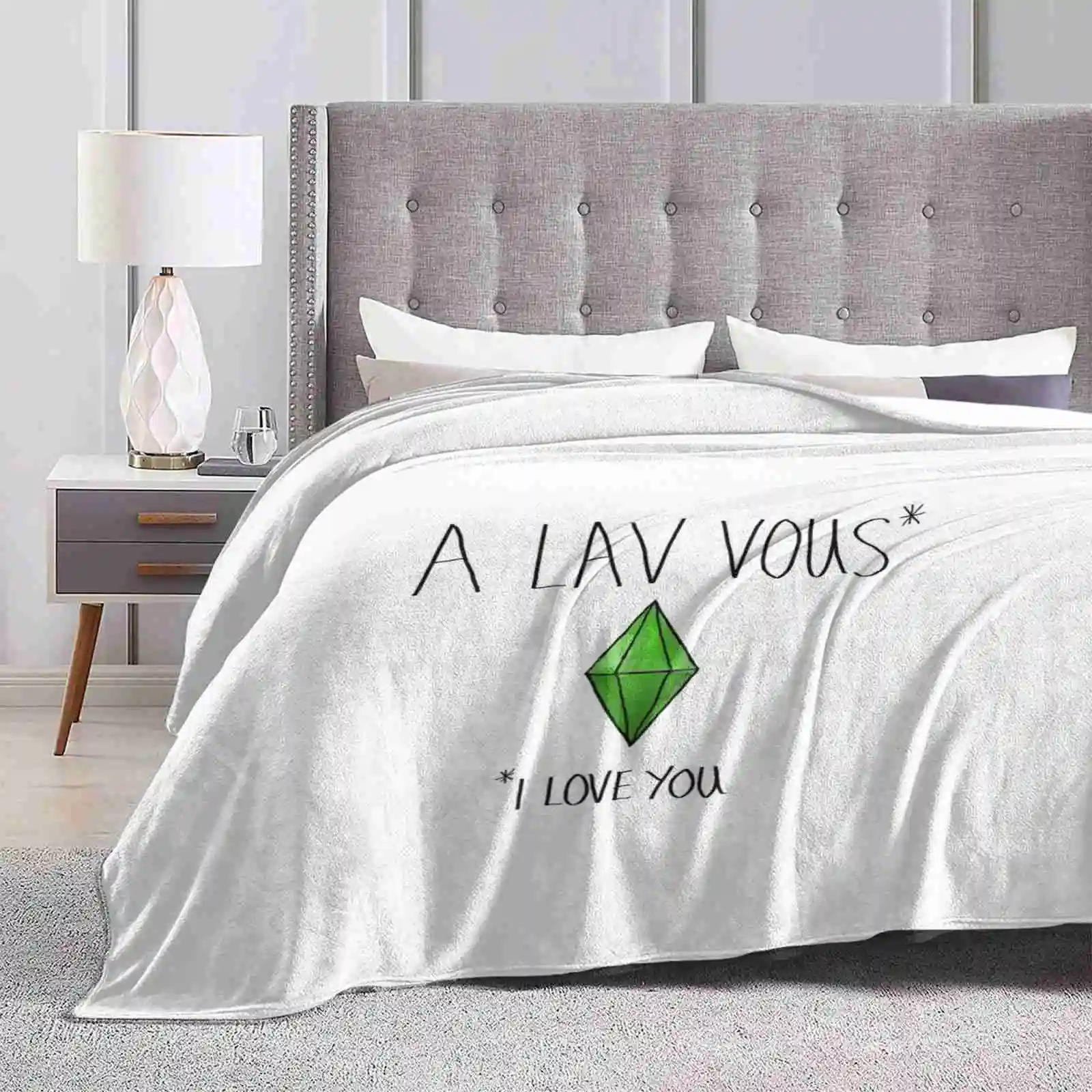 I Love You-Simlish Air Conditioning Soft Blanket The Sims Sims 1 Sims 2 Sims 3 Sims 4 I Love You Simlish Plumbob Green Romance