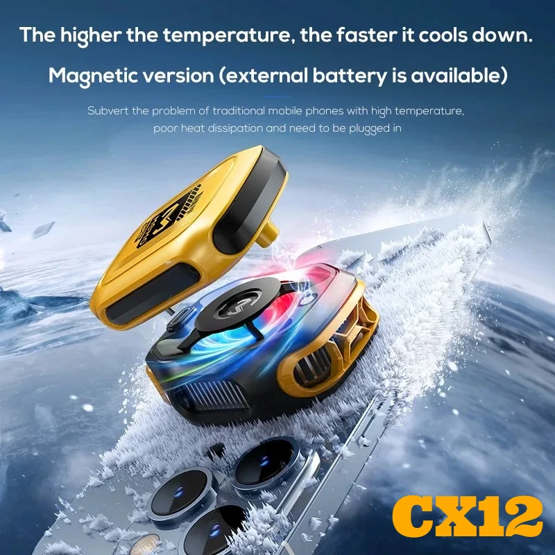 

2025 NEW MEMO CX12 Mobile Phone Magnetic Semiconductor Ice Cooling Fan Radiator with Battery for IPhone Android PUBG Game Cooler