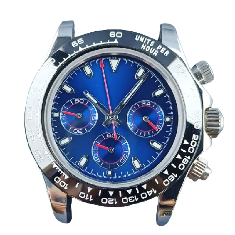 Customized 39.5mm VK63 Chronograph Men's Quartz Watch Case 316L Stainless Steel Sapphire Glass High-quality Watch Accessories