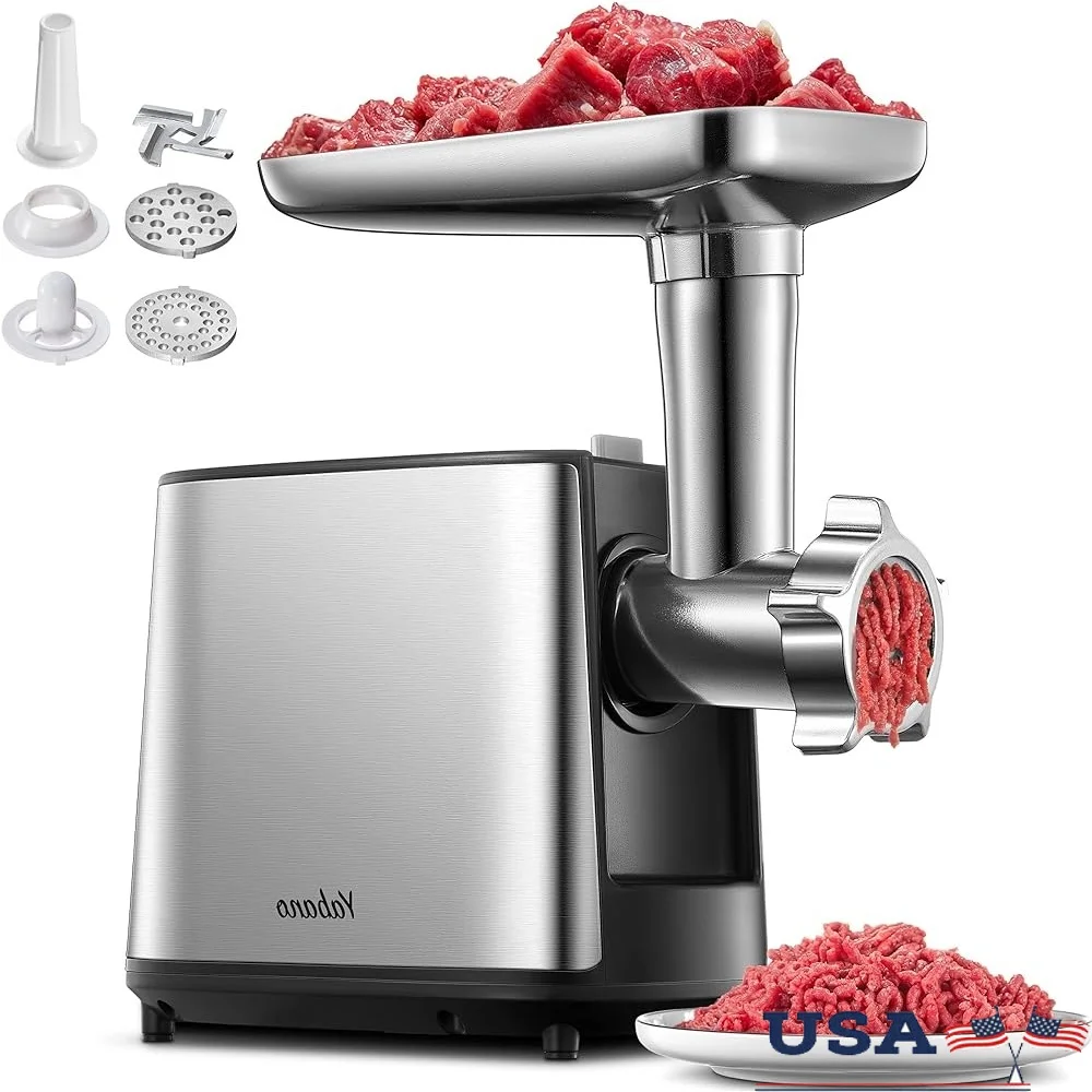 

3000W Heavy Duty Electric Meat Grinder Sausage Stuffer Kubbe Kit Stainless Steel Plates Home Grinding Food Preparation