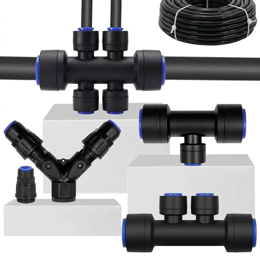 Garden Drip System 12 to 6mm Quick Connector Joints Tee Taps 3/8 Inch OD 12mm PE Hose Irrigation Watering Fitting Ball Valve