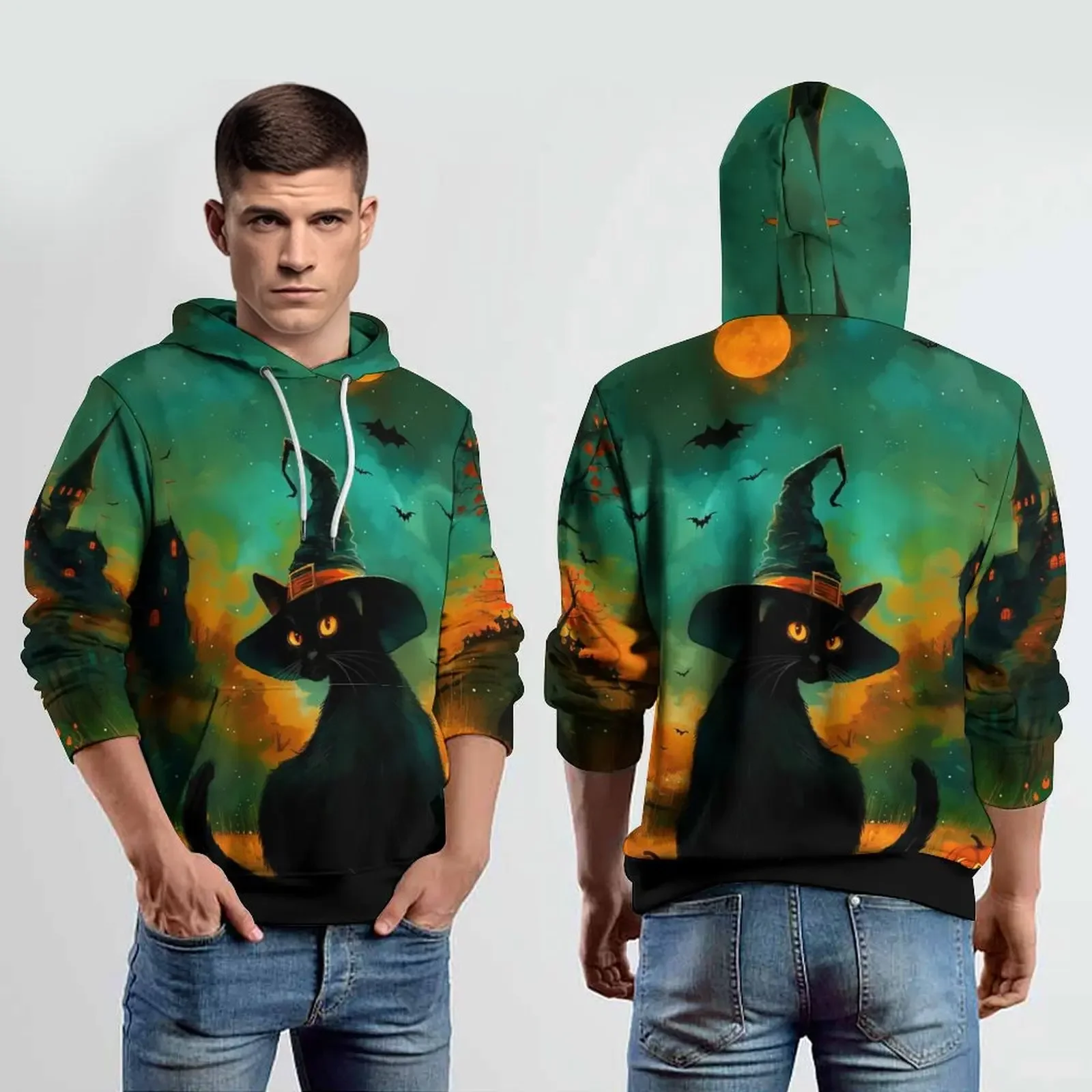 2024 3D Print Fun Design Hoodie Fashion Men's and Women's Sports Street Wear Sweatshirt Pullovers with Pockets Halloween