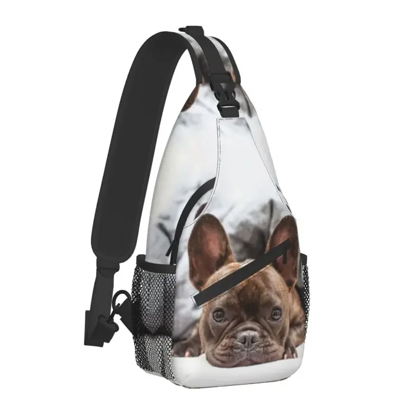 Custom French Bulldog Sling Bag for Men Cool Frenchie Dog Lover Shoulder Chest Crossbody Backpack Traveling Daypack