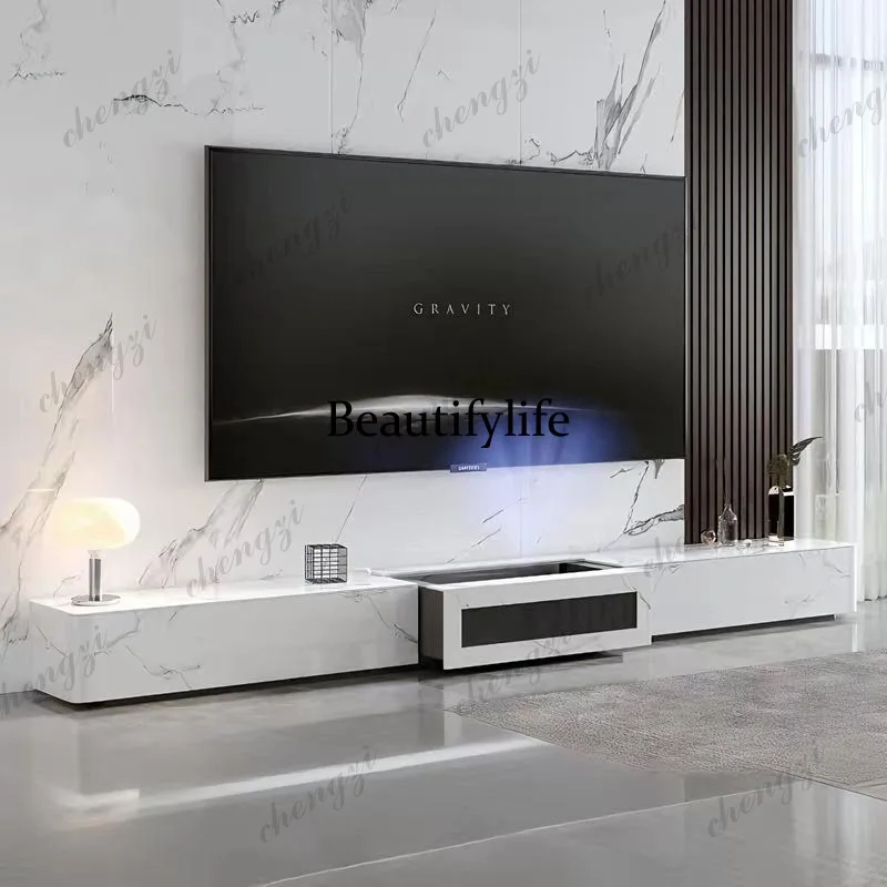 Slate simple modern hidden laser TV cabinet electric telescopic smart projector cabinet
