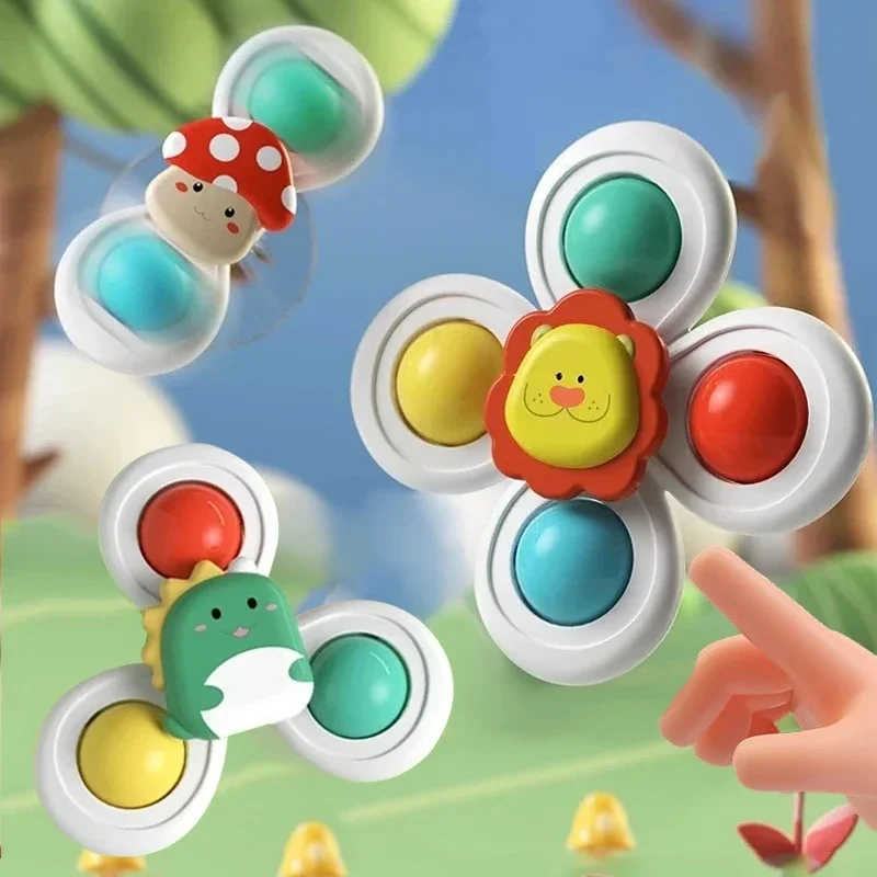 3PCS Suction Cup Rotating Toy for Baby Hand-eye Coordination Educational Training, Bath & Travel toy, Birthday Christmas Gift