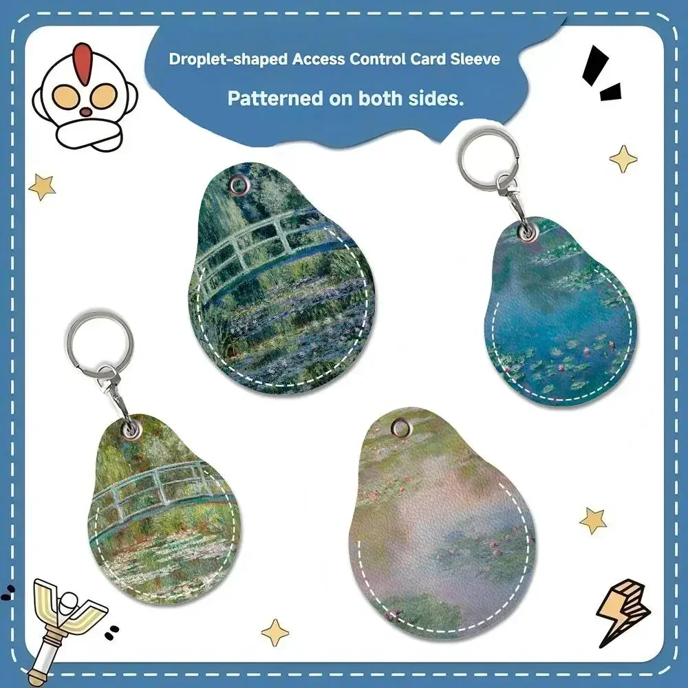 Famous Claude Monet Creative Cartoon Pattern Sensitive Access Card Protective Sleeve Keychain Fashion Decorative Pendant