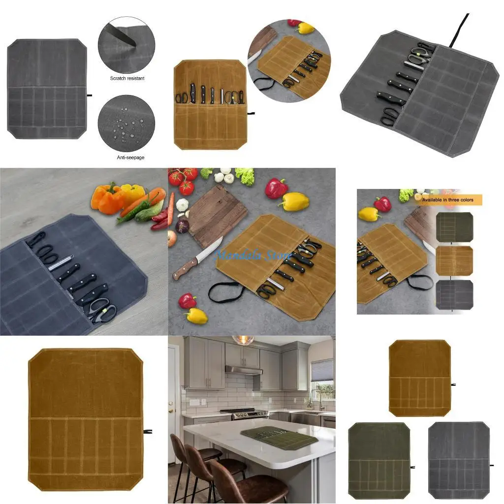 U2JC Precise Fine Thread Storage Bag Wear-resistant Durable 7 Knife Slots Wet Wax