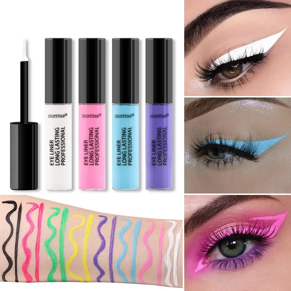 Penna Eyeliner liquido impermeabile Heallor 8 colori asciugatura rapida duraturo blu opaco bianco rosa Neon liscio Eyliner matita trucco Cosm