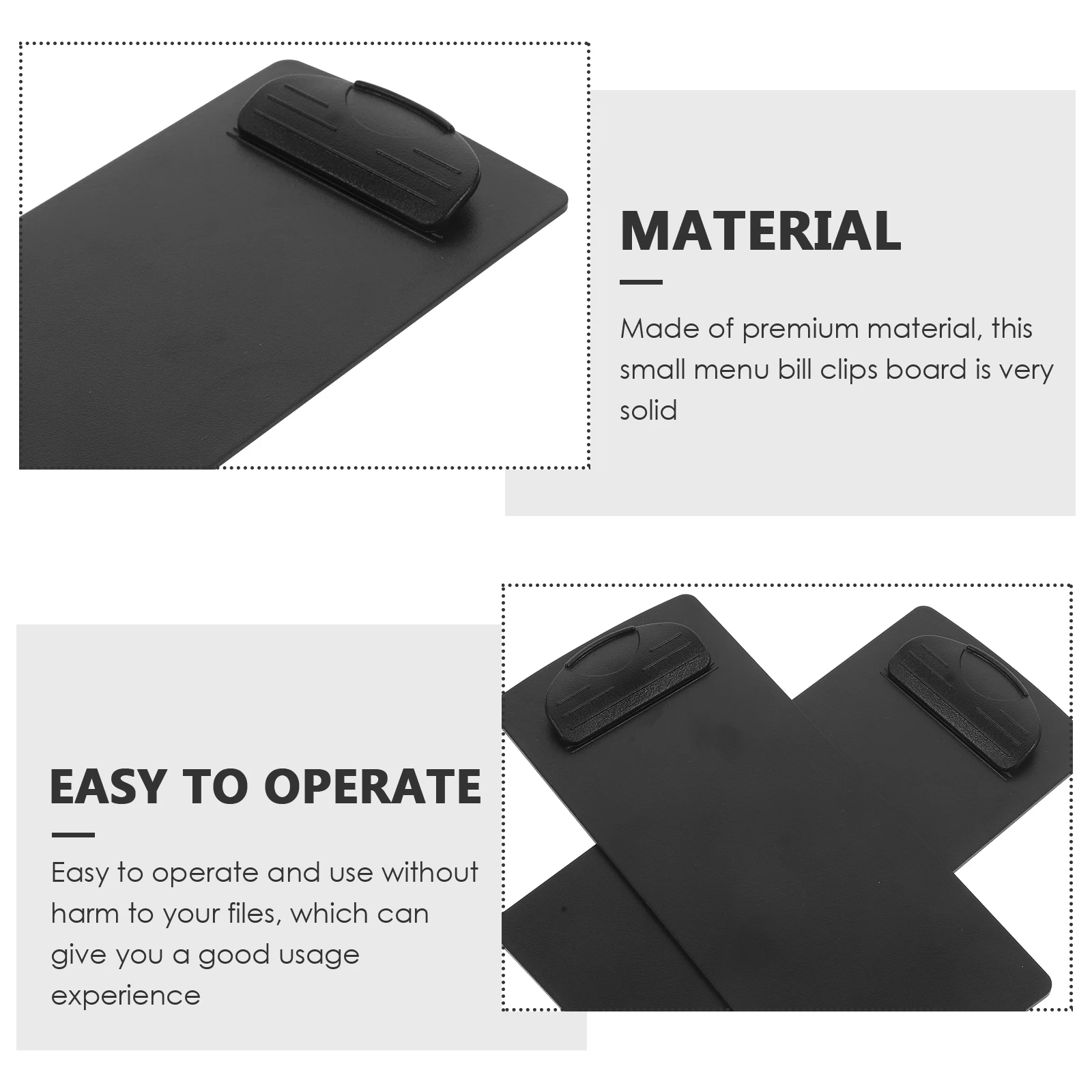 

5pcs Black Mini Clipboards ABS Resin Office Nurse Bill Folder Paper File ganizer Writing Board Portable Document Clips