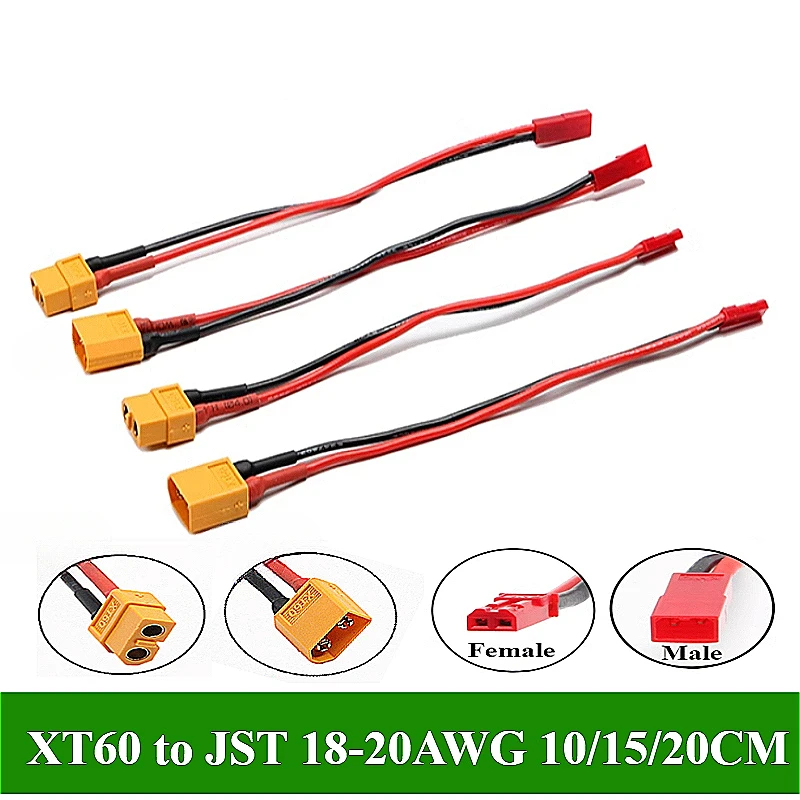 

Model aircraft, vehicles and ships, lithium batteries,XT60 to JST Male Female adjustable charging cables,18-20AWG, 10/15/20CM