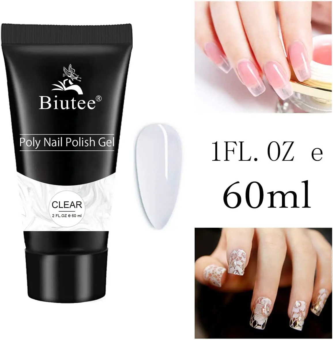 

Biutee 60ML Poly UV Nail Extension Gel Art Design Nail Supplies For Professionals Semi Permanent Varnishe Builder Nails Glue