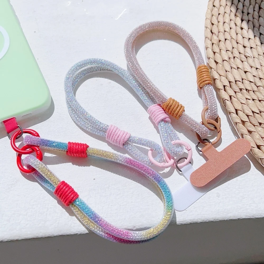 

[Longsheng] High-value ins wind light luxury full diamond shiny mobile phone lanyard wrist mesh rhinestone outdoor camera case