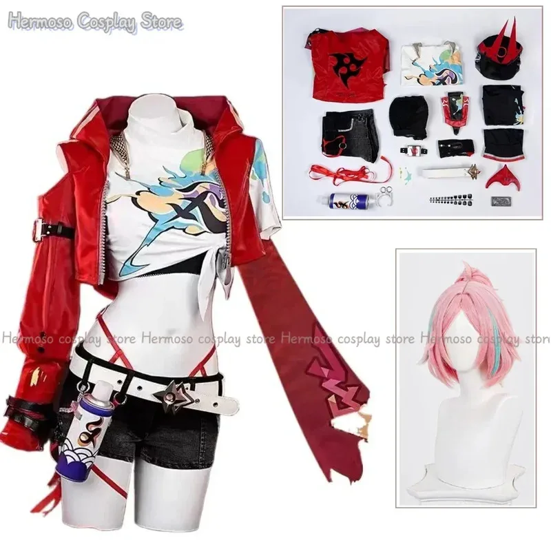 

Honkai Star Rail Rappa Cosplay Costume Wig Uniform Hat Jacket Shorts Galaxy Ranger Props Halloween Party Women Event Costumes