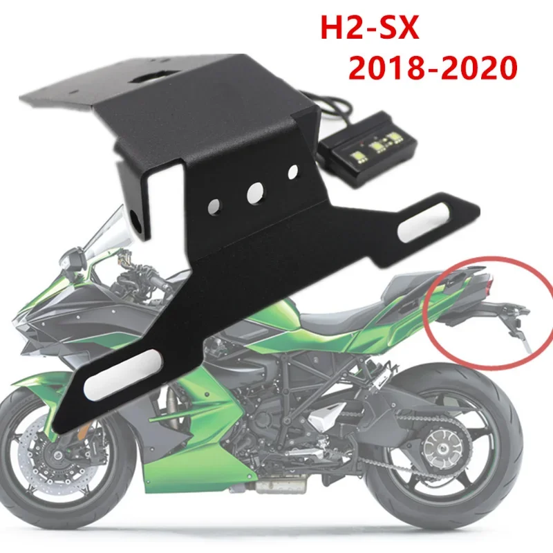 

For Kawasaki NINJA H2 SX 2019 2021 License Plate Holder Motorcycle Rear Tail Tidy Fender Bracket Led Light Frame 2020