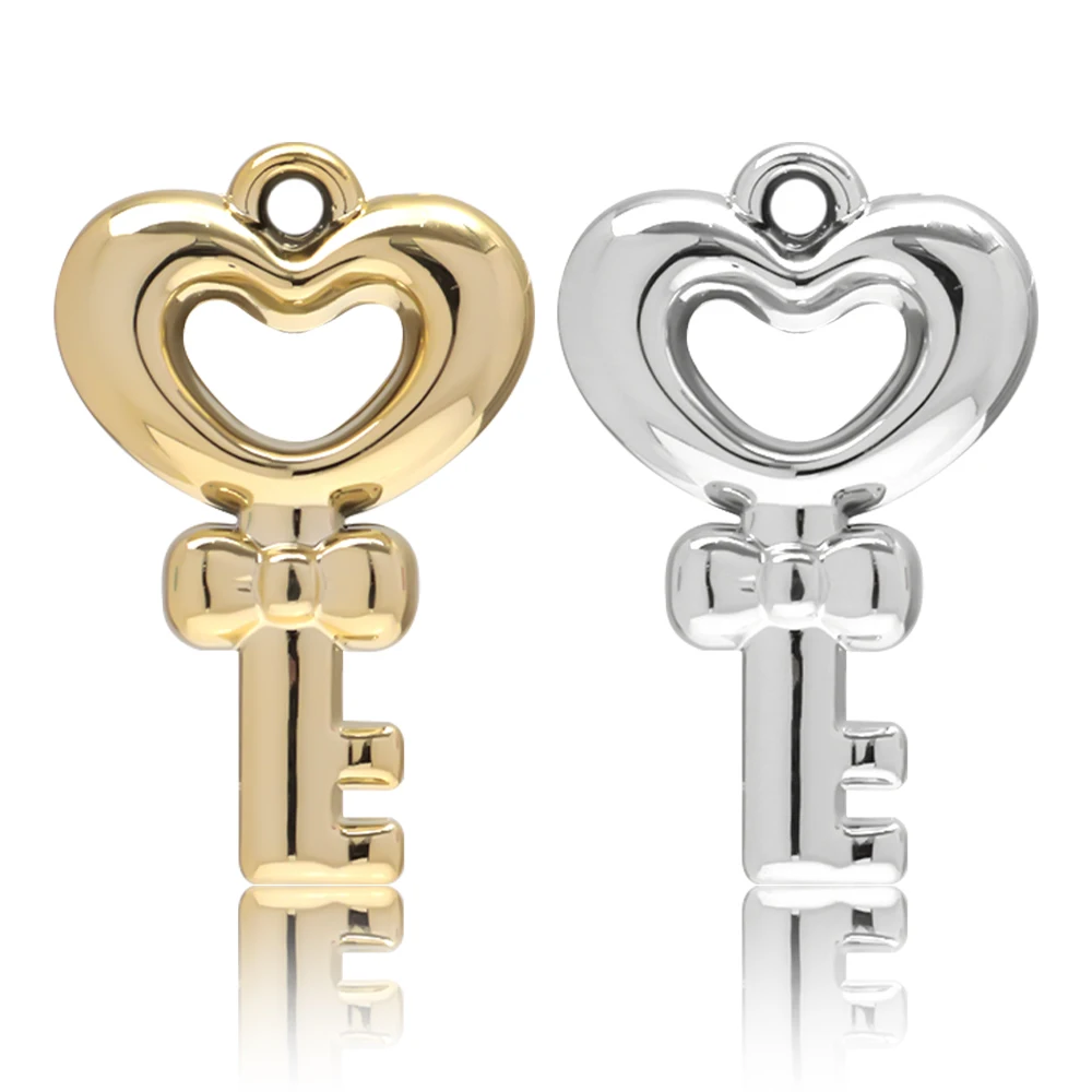 10pcs/Lot CCB Gold Silver Color Key Charm Pendant Diy Keychain Necklace Marking Jewelry Accessory