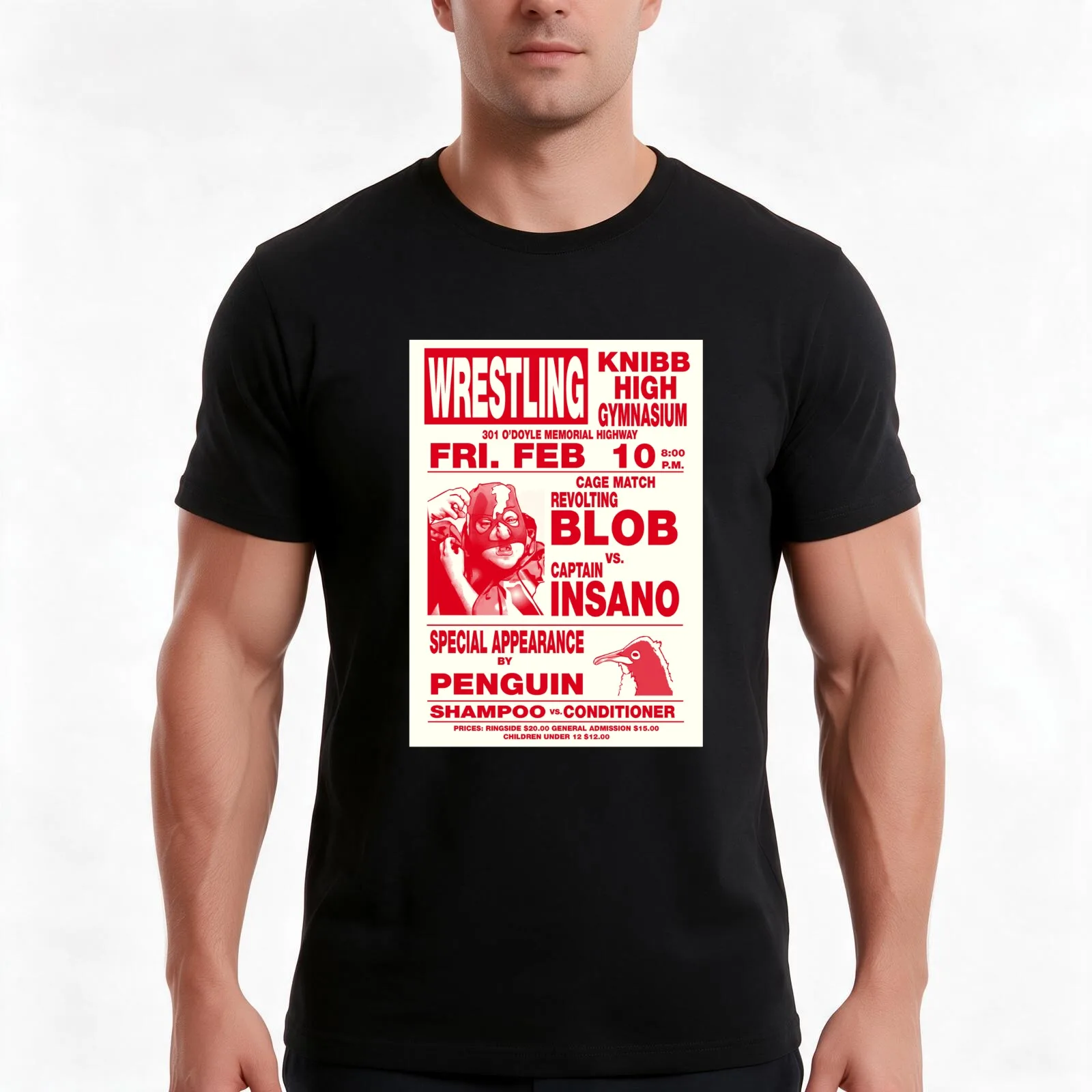 The Revolting Blob Wrestling Poster T-Shirt Summer Casual Cotton Tee Oversized Streetwear Tops Vintage Graphic Print