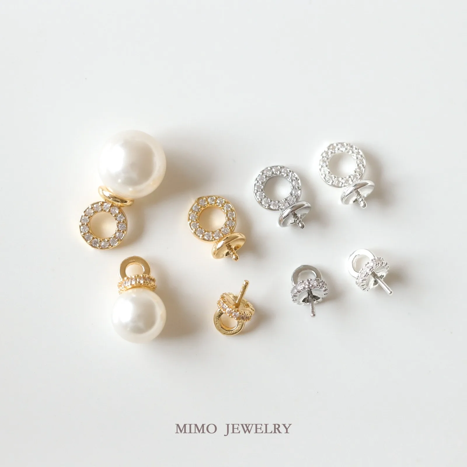 

Luxurious Zirconium Stone Empty Support Sheep Eye Pearl Charms Pendant Supplies DIY Hand Brass Gold Plated Accessories