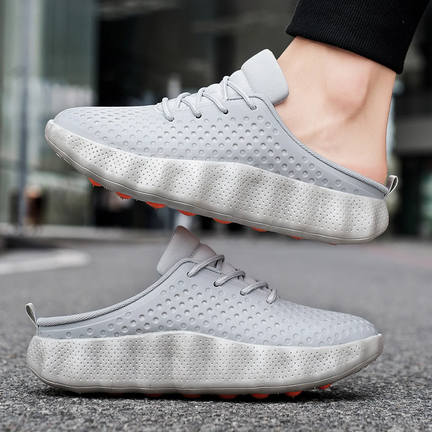 Unisex LargeSize Backless Closed Toe Mules Summer, Soft Sole Non-slip Durable Sports Casual Outdoor Slippers