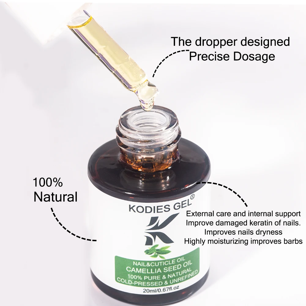 KODIES 젤 유기농 큐티클 오일, 네일 유연제, 수리 강화제 오일 트리트먼트, 손상된 손톱 발가락 관리, 매니큐어 용품, 20ml