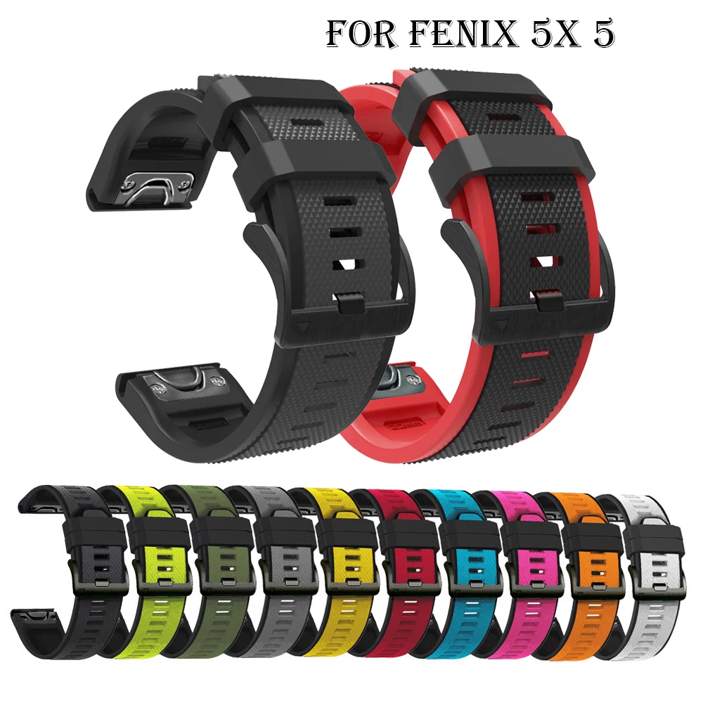 26 22MM Silicone Quick Release Watchband Strap for Garmin Fenix 5X 5 Plus Watch Easyfit Wrist Band Strap For Fenix5 Plus Watch