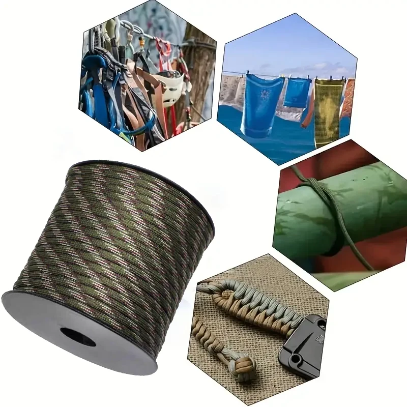 

50m 4mm 9-Strand Braided Rope,Strength Decorative Rope for Outdoor Camping, Tent Fixing, Keychain & Backpack Accessories