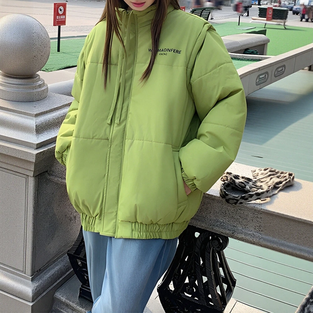 

Куртка на хлопковой подкладке с длинным рукавом, повседневная осенне-зимняя одежда, дизайн с прямыми рукавами, без украшения, модный женский топ