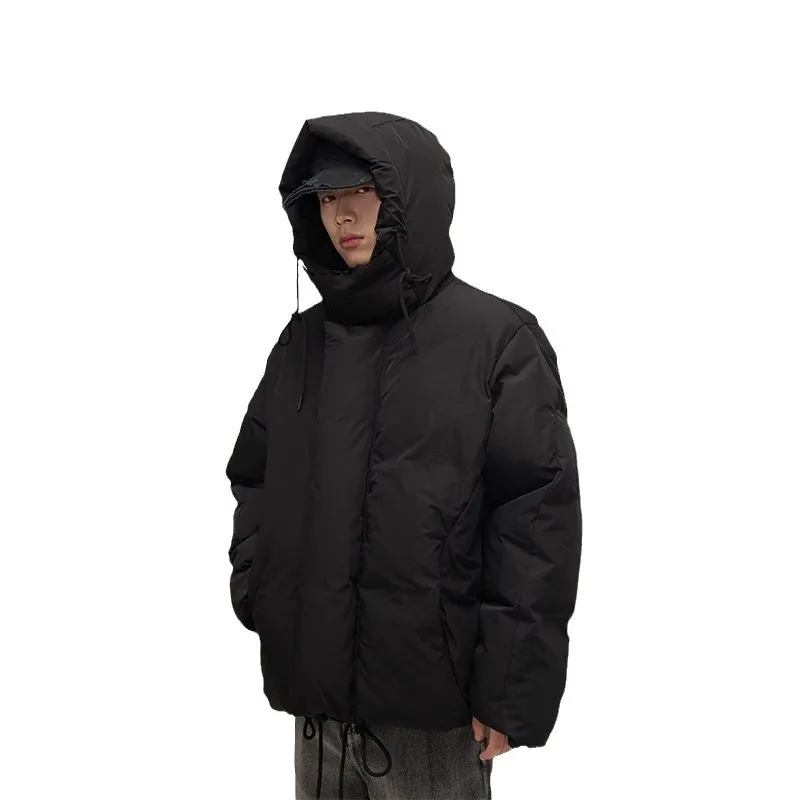 Piumini da uomo con cappuccio d'avanguardia, cappotto da uomo di nicchia americana, giacca invernale da donna streetwear