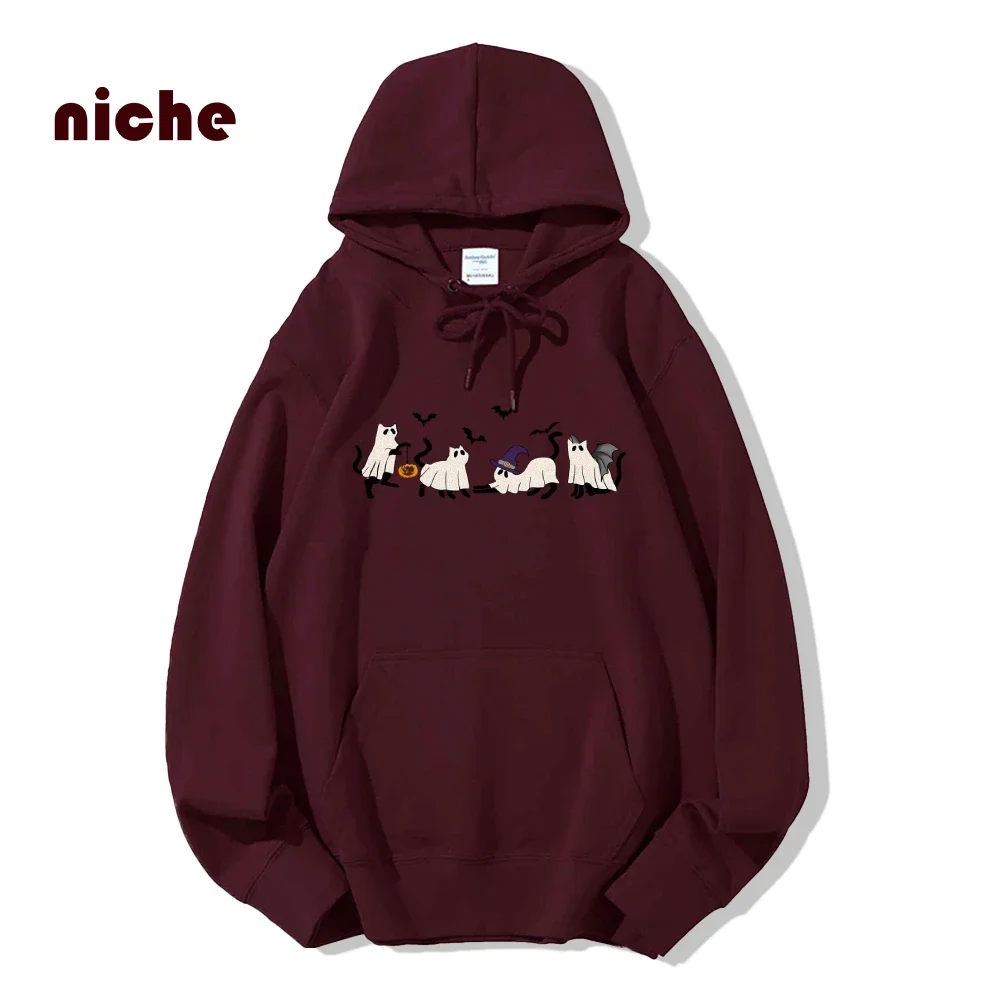 Cotton High Quality Hooded Sweater Cartoon Ghost Swallow Print Shoulder Loose Neutral Style New Trend Hoodie Sweatshirt