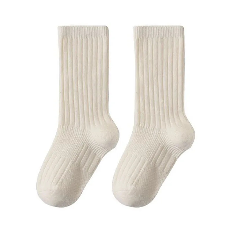 Warm New School Style Student Socks Black And White Children\'S Socks Double Needle Solid Color Kids Socks For Boys And Girls