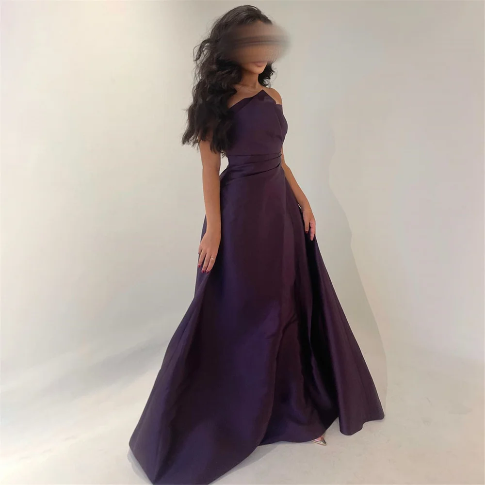 

ROYET Pleat Sleeveless A Line Long Elegant Summer Style Long Ball Prom Dresses Floor Length Sweep Train Evening Gown For Woman