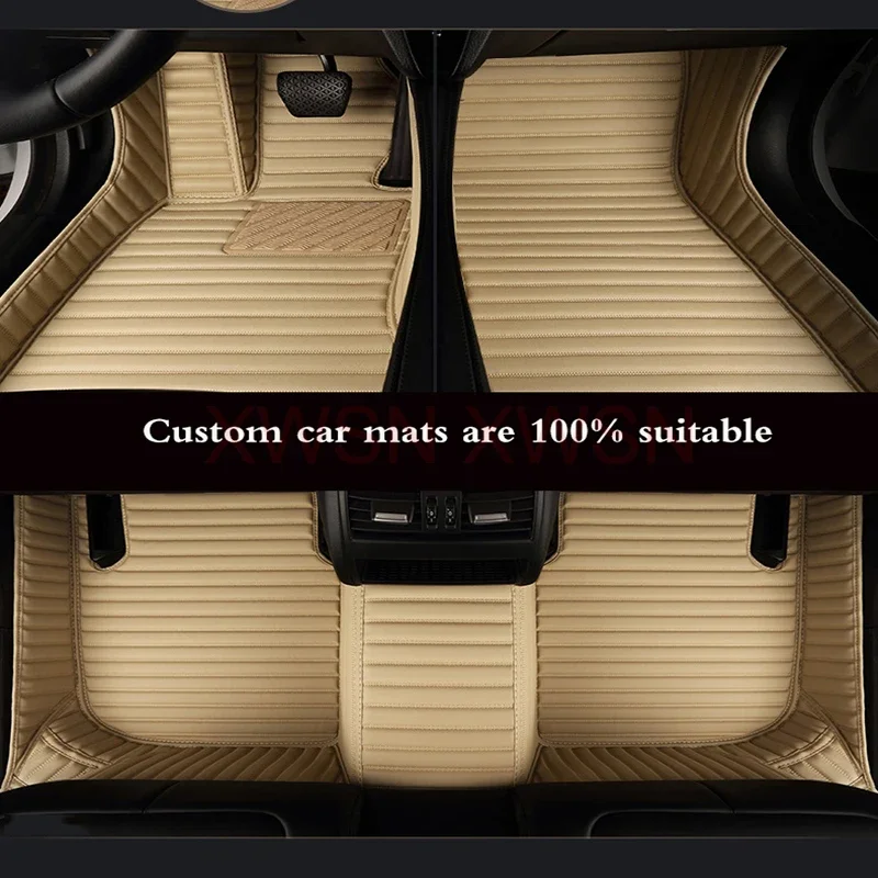 مخطط بولي Leather الجلود مخصصة 5D سيارة الكلمة حصيرة لفولفو S90 2018-2023 S80 2006-2007 V40 V60 2010-2018 الملحقات الداخلية