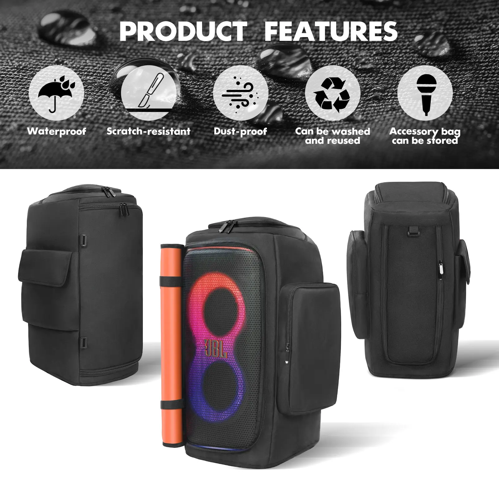 Wasserdichte Tragbare Aufbewahrungstasche für JBL PartyBox 110 120 Lautsprecher, Schalldurchlässige Taschen für Outdoor-Reisen, Schutzgehäuse – Detail 6