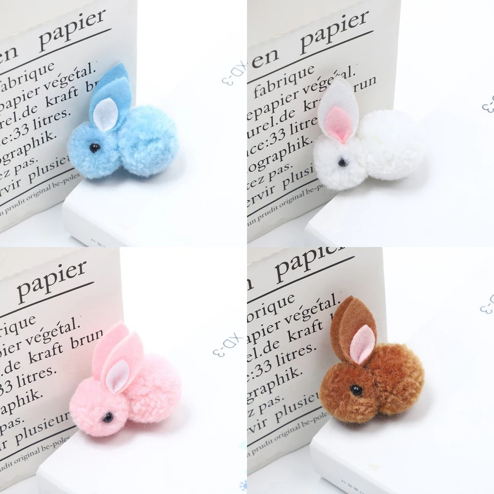 5Pcs Easter Plush Rabbit Colorful Mini Bunny Diy Handwork Clip Craft for Kids Easter Party Decoration Diy Gifts Clip Accessories