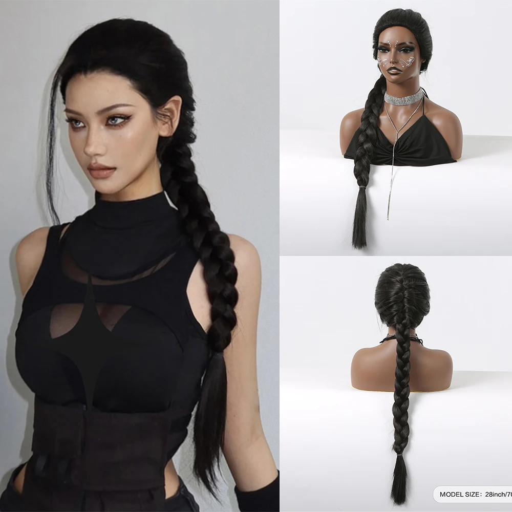 Long Straight Black Synthetic Wigs Free Partition DIY Hairstyle Wigs for Afro Women Daily Party Heat Resistant Braid Fake Hair