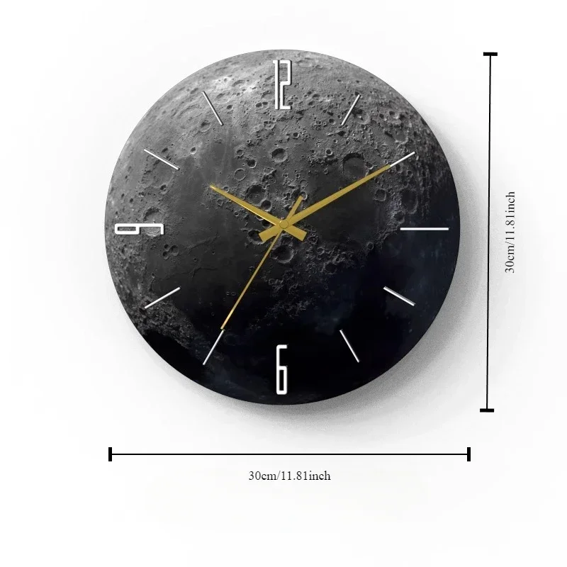 2024 New Sandstone Creative Moon Clock Living Room TV Background Wall Decoration Moon Silent Wall Clock Bedroom Atmosphere Light