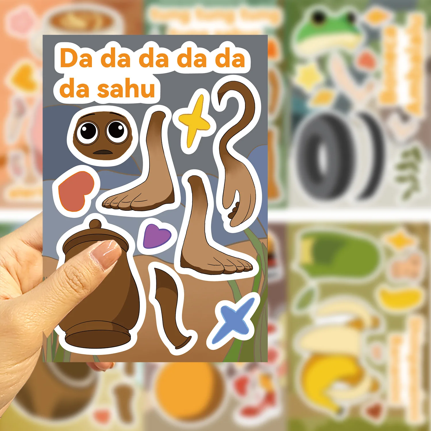 

8/16Sheets New Italian Brainrot AI Animals Make a Fece Puzzle Sticker Funny Tungtungtung Sahur Guitar Skateboard Phone Kid Toys