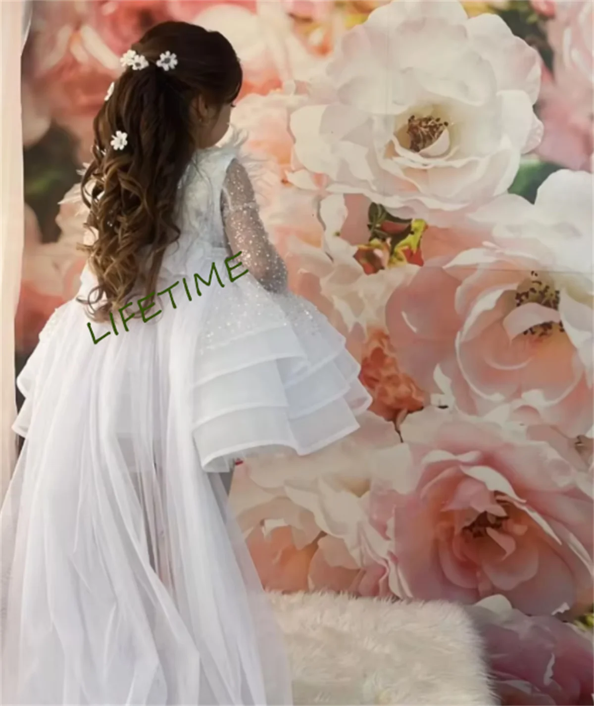 Flower Girl Dress Luxury Beaded For Wedding Ruffles Floral Pageant Gowns Tulle Ball Kids Birthday Gift Dresses Custom Size