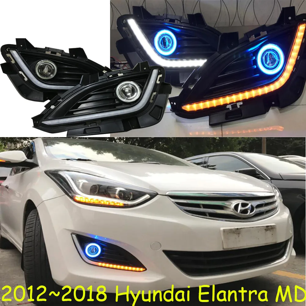 

1set 2012~2018y car bumper head light for Hyundai Elantra fog light car accessories headlight for Elantra projector lens light