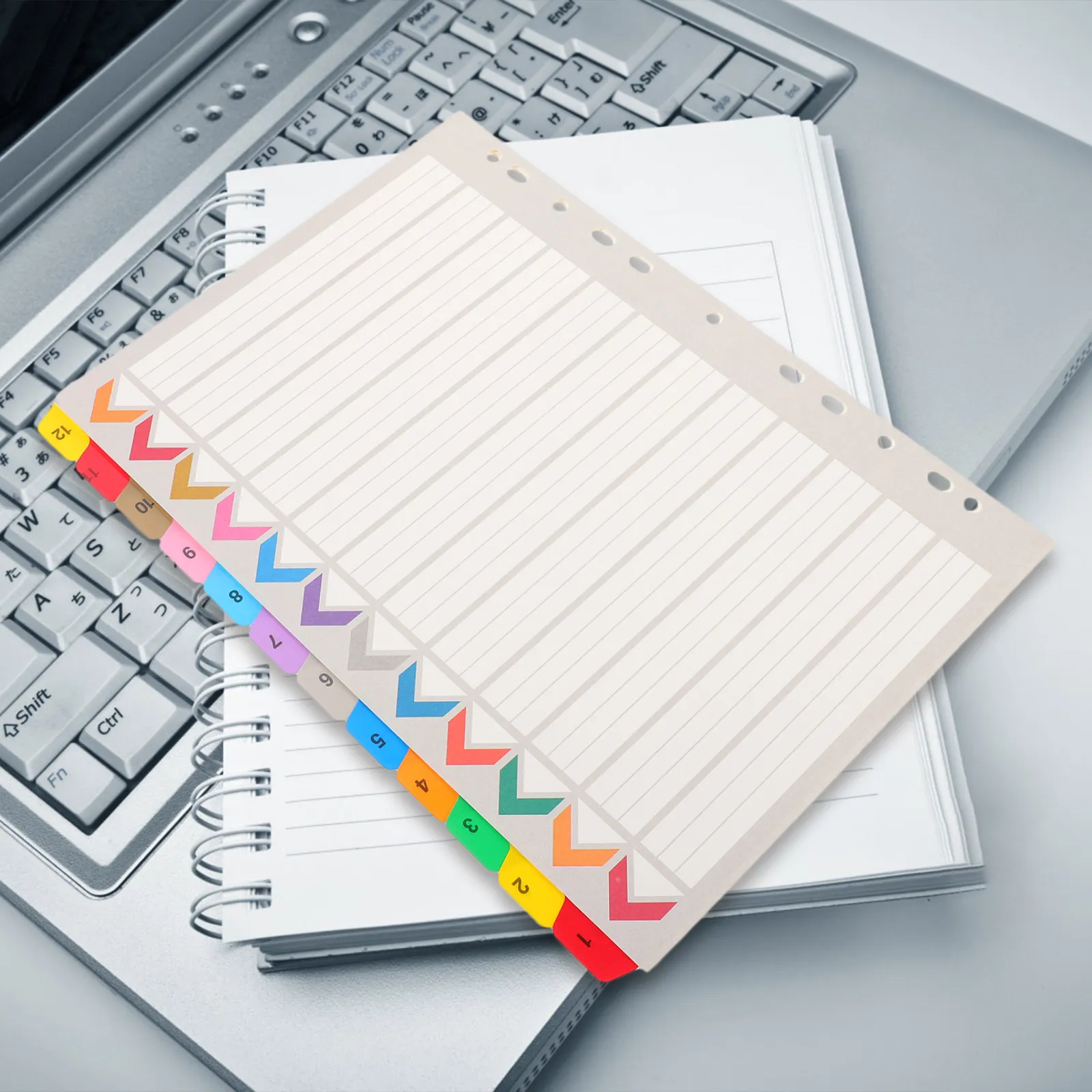 

12 Sheets Sturdy Plastic and Paper Binder Dividers with Customizable Tabs for Loose Leaf Notebooks Diaries Hardbound Planners