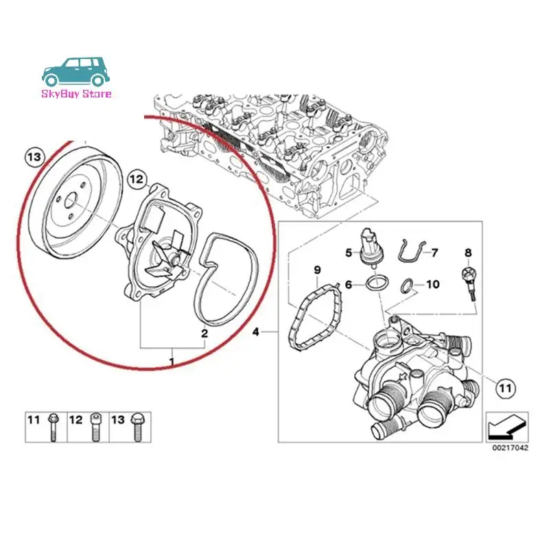 

2X 120459 Engine Water Pump Pulley Water Pump Pulley Car For Mini R55 R56 R60 BMW 114I 316I Citroen C3 C4 Peugeot 207