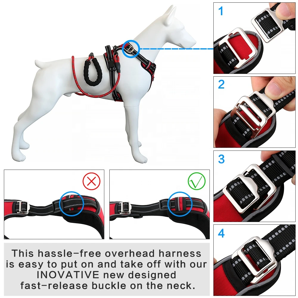 Pet Supplies Upgrade No Pull Dog Harness Adjustable Soft Padded Harness Dog with Quick Release Neck Buckle