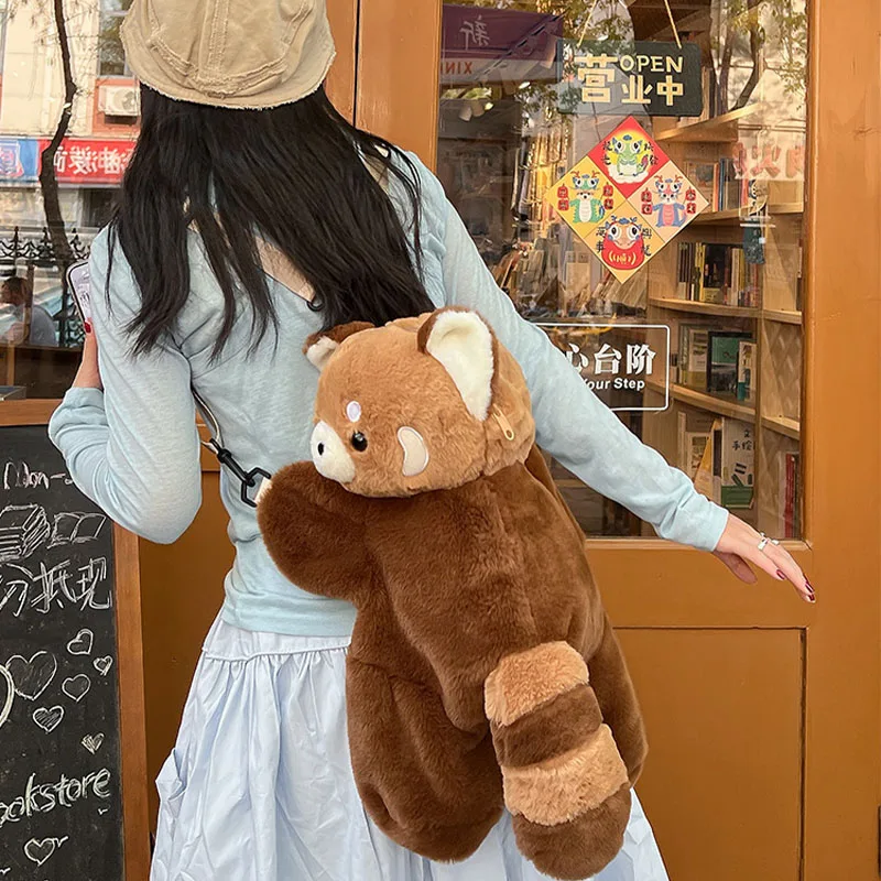 Little Panda Bag Cute Brown Panda Bag Male One Shoulder Backpack Female Doll One Piece Backpack Play Leisure Birthday Gift